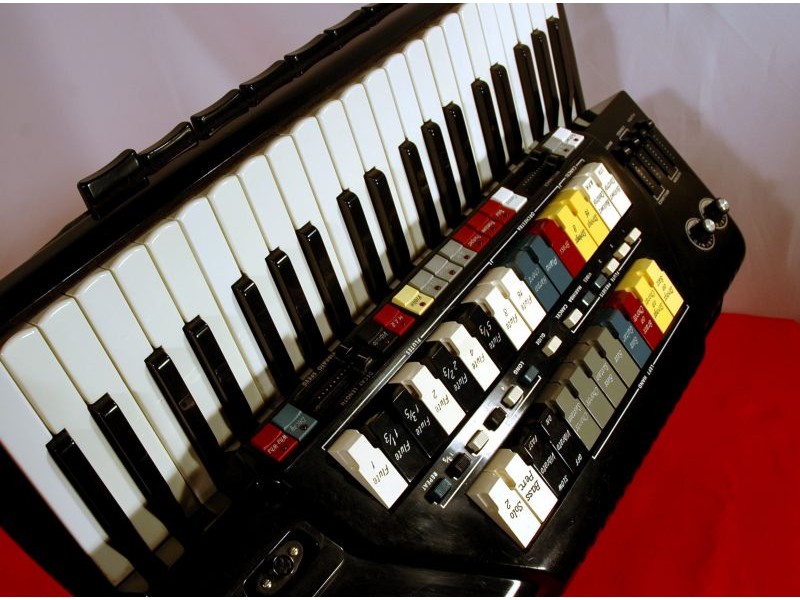 Farfisa Syntaccordion MIDI piano accordion, with new MIDI expander black